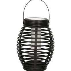 Kandelaars En Windlichten-Merkloos Lantaarn - solar - tuinverlichting - zwart - met vlameffect - 19 cm