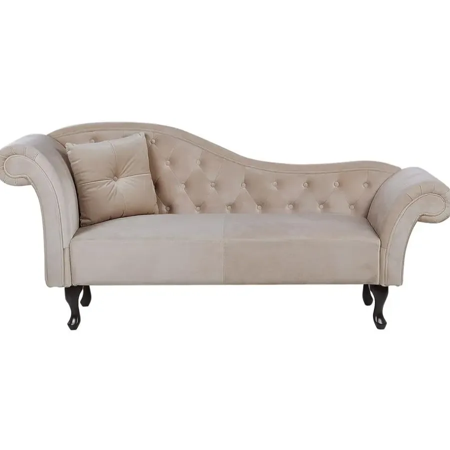 Loveseats-Beliani LATTES - Chaise longue - Beige - Linkerzijde - Fluweel