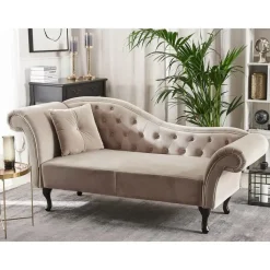 Loveseats-Beliani LATTES - Chaise longue - Beige - Linkerzijde - Fluweel