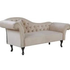 Loveseats-Beliani LATTES - Chaise longue - Beige - Linkerzijde - Fluweel