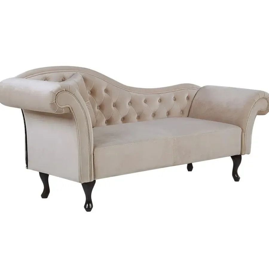Loveseats-Beliani LATTES - Chaise longue - Beige - Linkerzijde - Fluweel