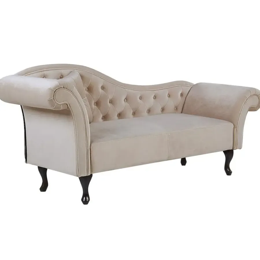 Loveseats-Beliani LATTES - Chaise longue - Beige - Linkerzijde - Fluweel