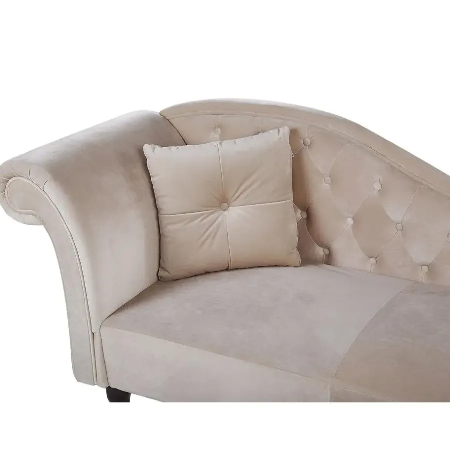 Loveseats-Beliani LATTES - Chaise longue - Beige - Linkerzijde - Fluweel