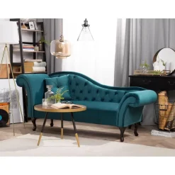 Loveseats-Beliani LATTES - Chaise longue - Blauw - Linkerzijde - Fluweel