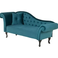 Loveseats-Beliani LATTES - Chaise longue - Blauw - Linkerzijde - Fluweel