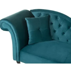 Loveseats-Beliani LATTES - Chaise longue - Blauw - Linkerzijde - Fluweel