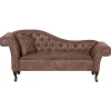 Loveseats-Beliani LATTES - Chaise longue - Bruin - Linkerzijde - Kunstsuède