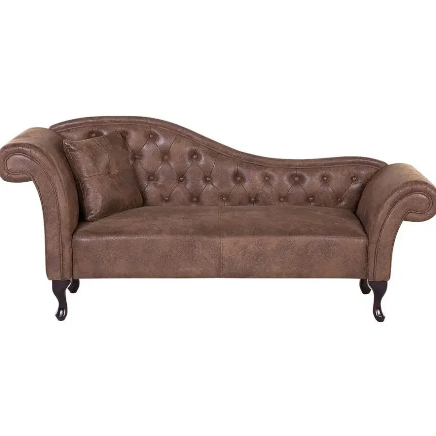 Loveseats-Beliani LATTES - Chaise longue - Bruin - Linkerzijde - Kunstsuède