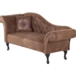 Loveseats-Beliani LATTES - Chaise longue - Bruin - Linkerzijde - Kunstsuède