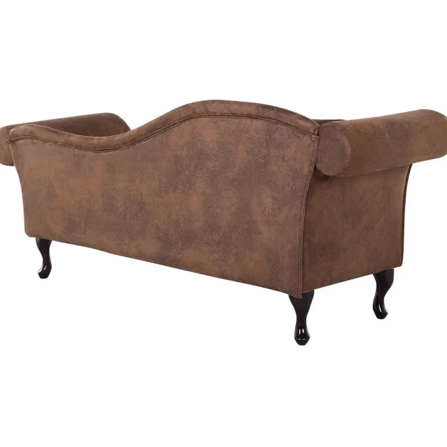 Loveseats-Beliani LATTES - Chaise longue - Bruin - Linkerzijde - Kunstsuède