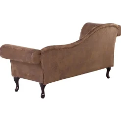 Loveseats-Beliani LATTES - Chaise longue - Bruin - Linkerzijde - Kunstsuède