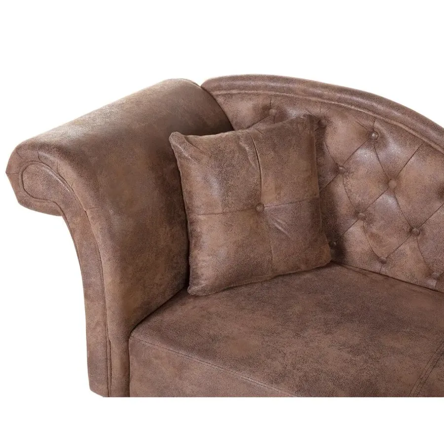 Loveseats-Beliani LATTES - Chaise longue - Bruin - Linkerzijde - Kunstsuède