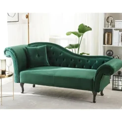 Loveseats-Beliani LATTES - Chaise longue - Groen - Linkerzijde - Fluweel