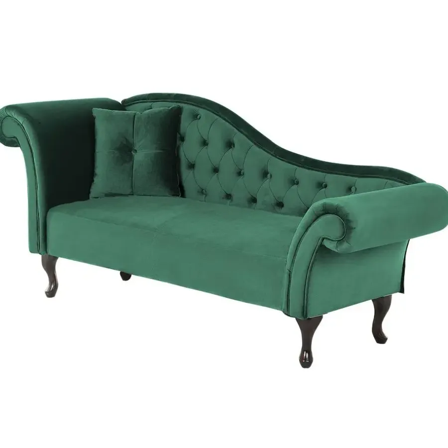 Loveseats-Beliani LATTES - Chaise longue - Groen - Linkerzijde - Fluweel