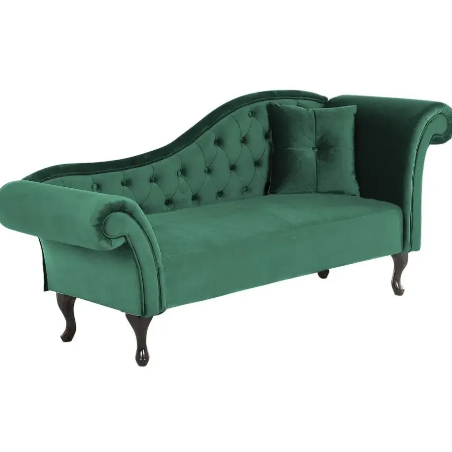 Loveseats-Beliani LATTES - Chaise longue - Groen - Rechterzijde - Fluweel