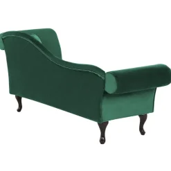 Loveseats-Beliani LATTES - Chaise longue - Groen - Rechterzijde - Fluweel