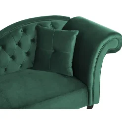 Loveseats-Beliani LATTES - Chaise longue - Groen - Rechterzijde - Fluweel