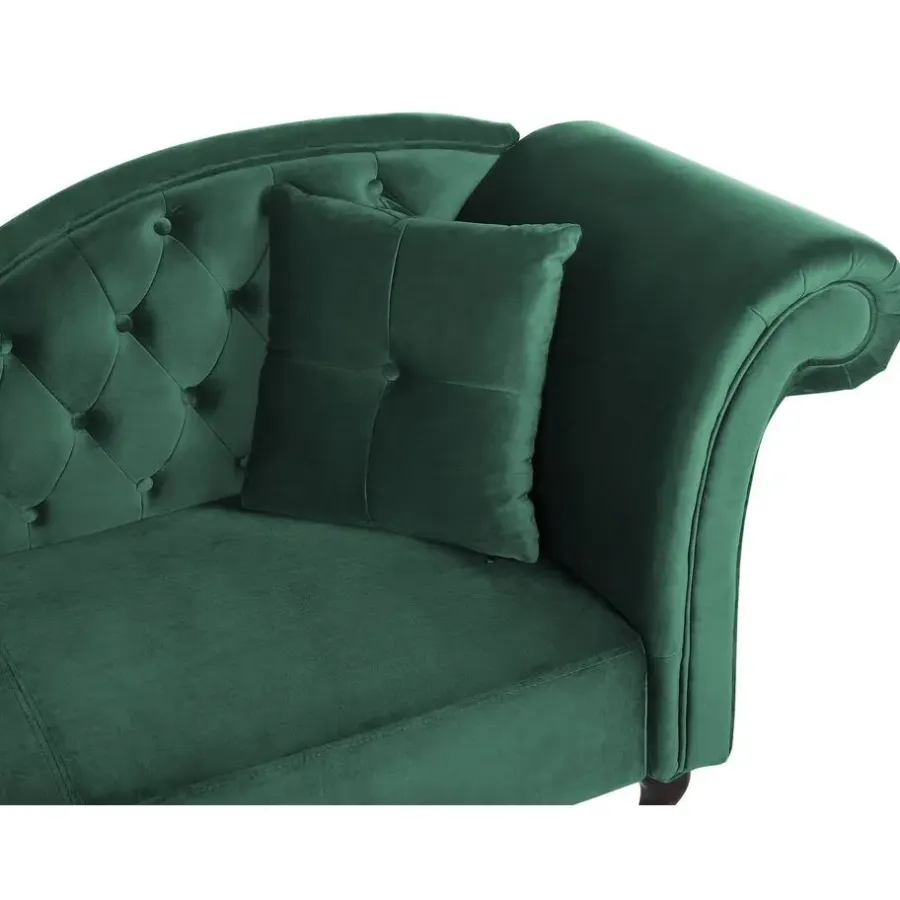 Loveseats-Beliani LATTES - Chaise longue - Groen - Rechterzijde - Fluweel