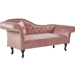 Beliani LATTES - Chaise longue - Roze - Linkerzijde - Fluweel