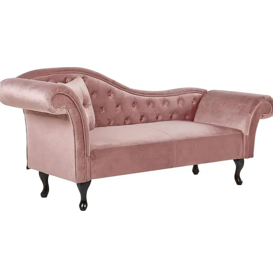 Beliani LATTES - Chaise longue - Roze - Linkerzijde - Fluweel
