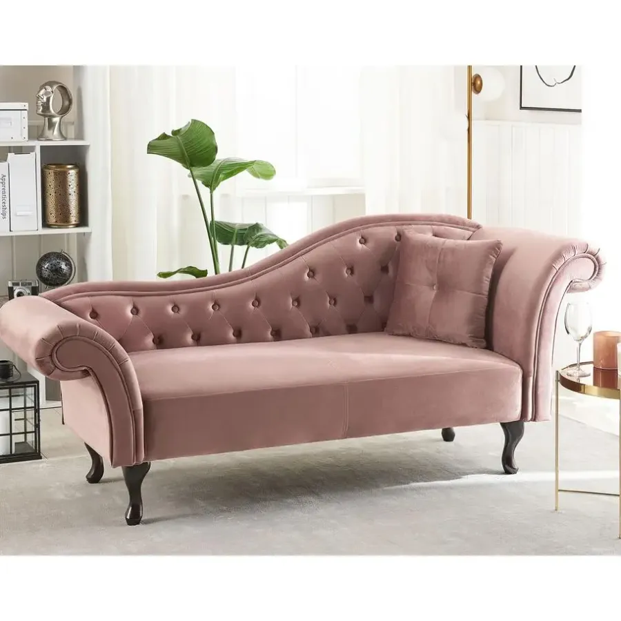 Loveseats-Beliani LATTES - Chaise longue - Roze - Rechterzijde - Fluweel