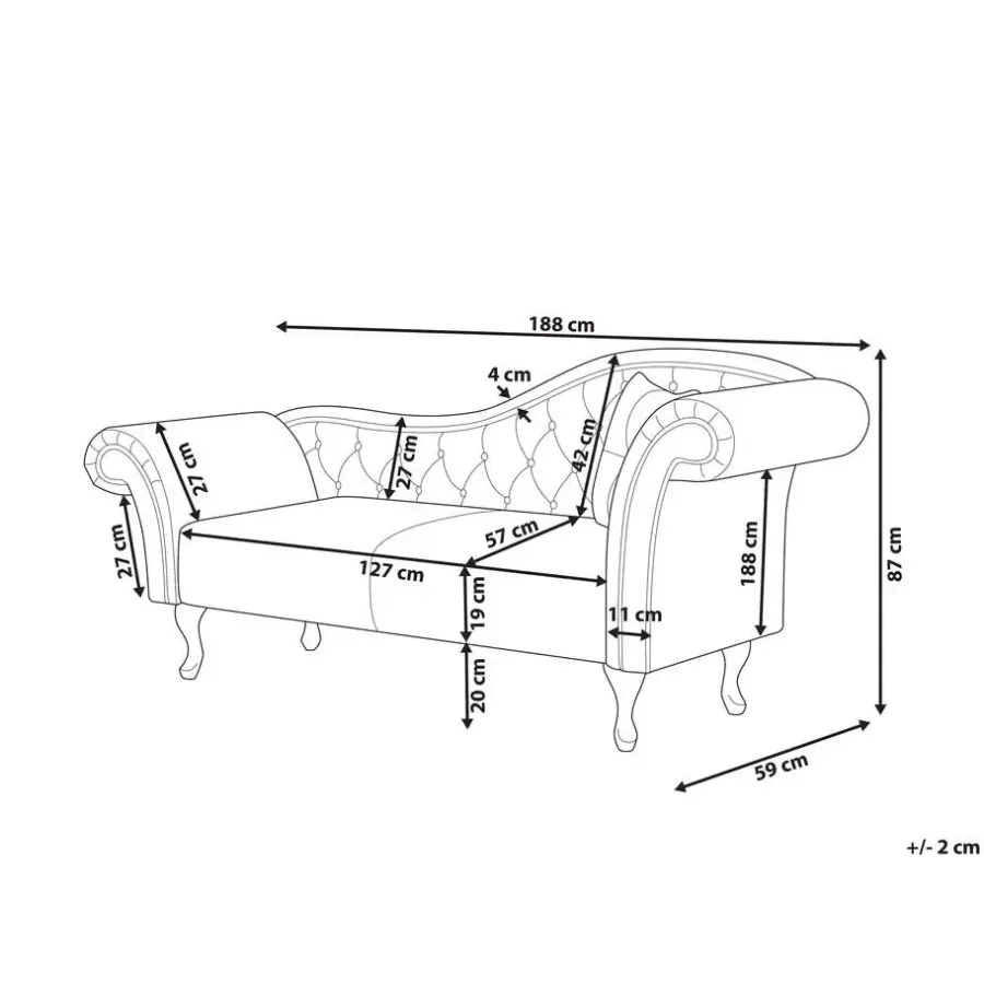 Loveseats-Beliani LATTES - Chaise longue - Roze - Rechterzijde - Fluweel
