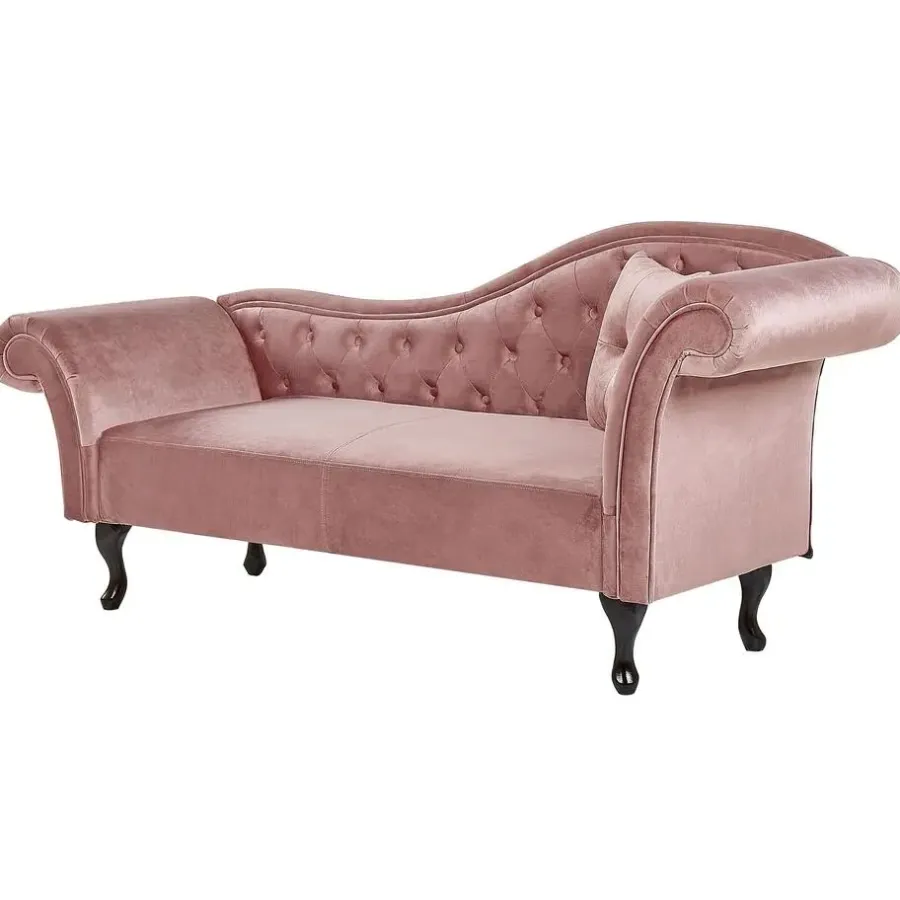 Loveseats-Beliani LATTES - Chaise longue - Roze - Rechterzijde - Fluweel