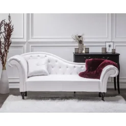 Beliani LATTES - Chaise longue - Wit - Linkerzijde - Kunstleer