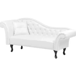 Beliani LATTES - Chaise longue - Wit - Linkerzijde - Kunstleer