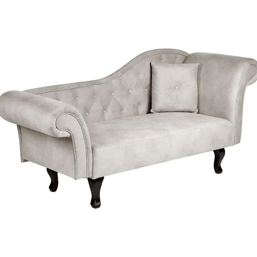 Loveseats-Beliani LATTES II - Chaise longue - Taupe - Rechterzijde - Fluweel