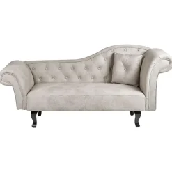 Loveseats-Beliani LATTES II - Chaise longue - Taupe - Rechterzijde - Fluweel
