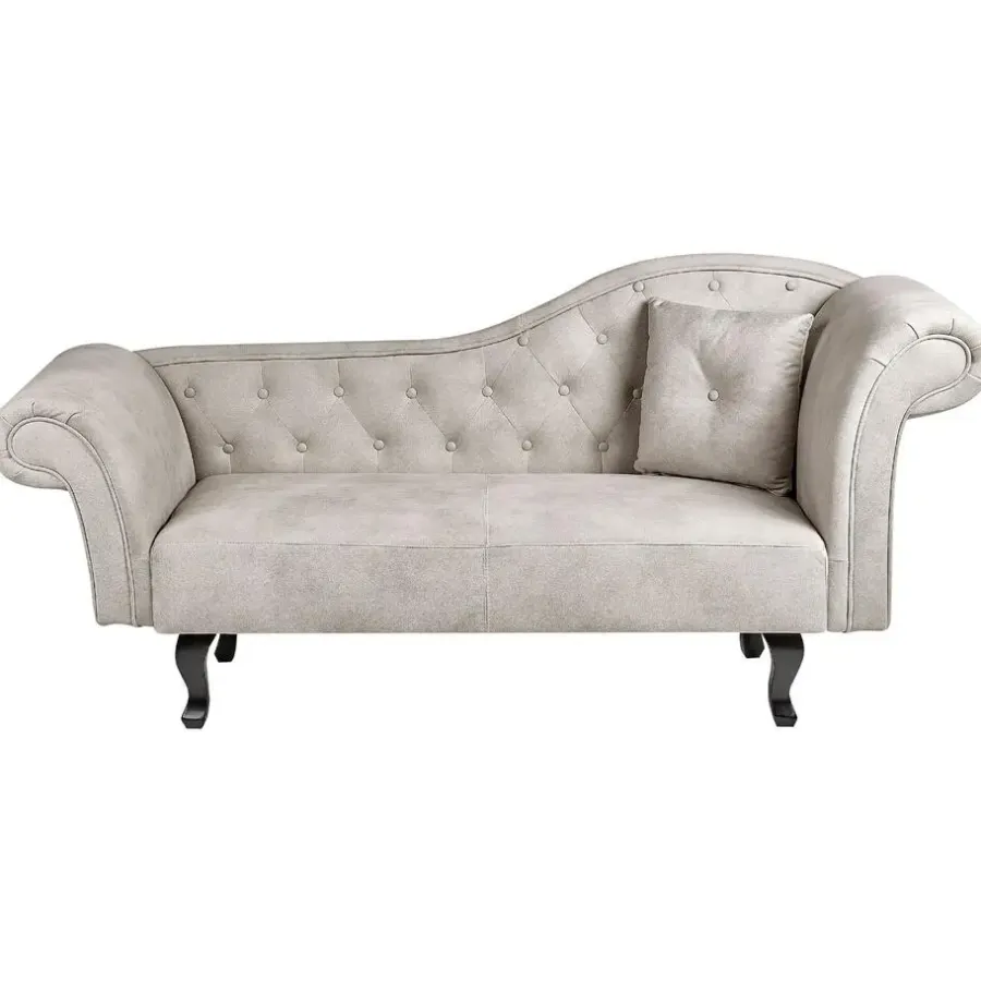 Loveseats-Beliani LATTES II - Chaise longue - Taupe - Rechterzijde - Fluweel