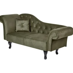 Loveseats-Beliani LATTES II - Chaise longue - Olijfgroen - Linkerzijde - Fluweel