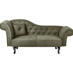 Loveseats-Beliani LATTES II - Chaise longue - Olijfgroen - Linkerzijde - Fluweel