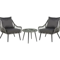 Bistro- & Balkonsets-Beliani LAURETO - Bistroset voor 2 - Grijs - PE rotan