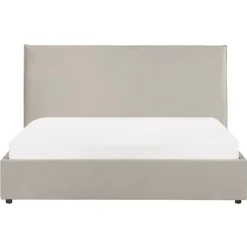 2-Persoons Bedden-Beliani LAVAUR - Bed met opbergruimte - Taupe - 160 x 200 cm - Fluweel