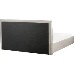2-Persoons Bedden-Beliani LAVAUR - Bed met opbergruimte - Taupe - 160 x 200 cm - Fluweel
