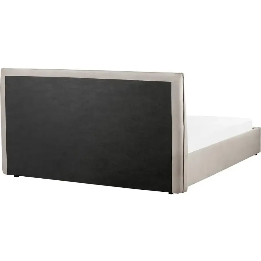 2-Persoons Bedden-Beliani LAVAUR - Bed met opbergruimte - Taupe - 160 x 200 cm - Fluweel