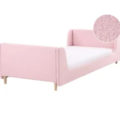 1-Persoons Bedden-Beliani LAYE - Kinderbed - Roze - 90 x 200 cm - Bouclé