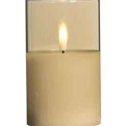 Kaarsen-Leen Bakker Led kaars in glas - goudkleurig - 12,5xØ7,5 cm