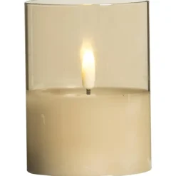 Leen Bakker Led kaars in glas - goudkleurig - 10xØ7,5 cm