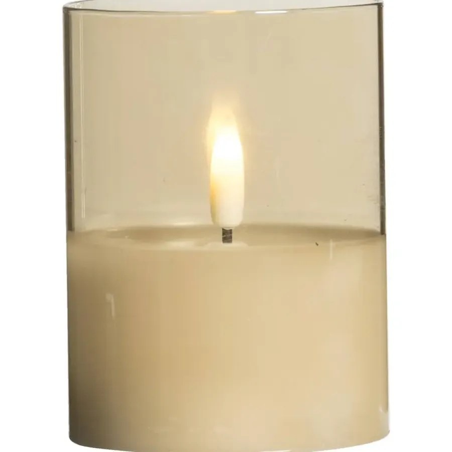 Leen Bakker Led kaars in glas - goudkleurig - 10xØ7,5 cm