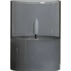 Kaarsen-Leen Bakker Led kaars in glas - grijs - 10xØ7,5 cm