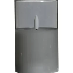 Kaarsen-Leen Bakker Led kaars in glas - grijs - 12,5xØ7,5 cm