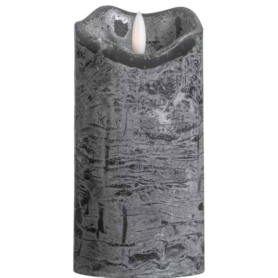 Leen Bakker LED Kaars Rustiek - donkergrijs - 15xØ7,6 cm