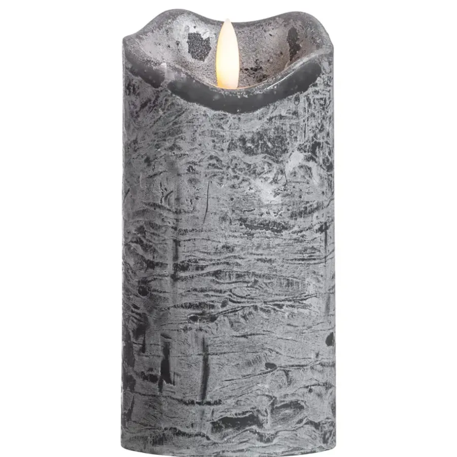 Leen Bakker LED Kaars Rustiek - donkergrijs - 15xØ7,6 cm
