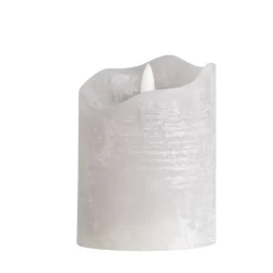 Kaarsen-Leen Bakker LED Kaars Rustiek - lichtgrijs - 10xØ7,6 cm