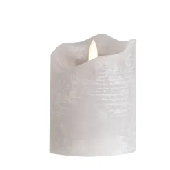 Kaarsen-Leen Bakker LED Kaars Rustiek - lichtgrijs - 10xØ7,6 cm