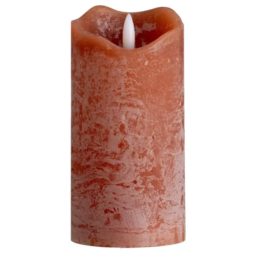 Leen Bakker LED kaars rustiek - terra - 15xØ7,6 cm