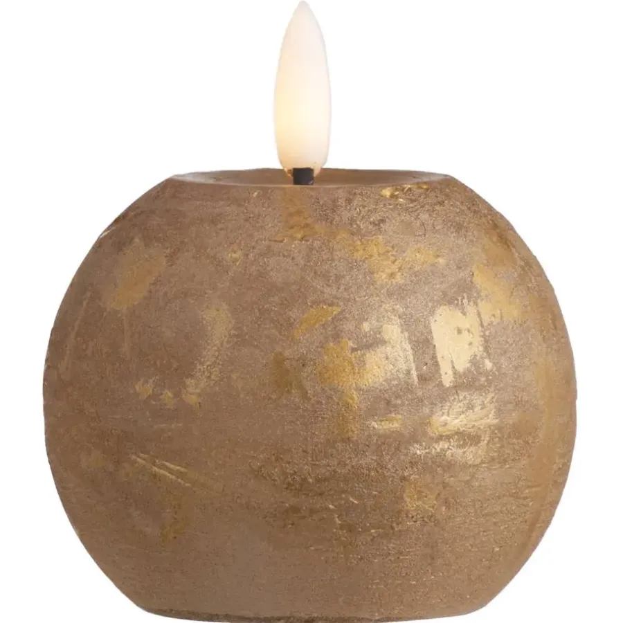 Kaarsen-Leen Bakker LED-kaars Bal - goudkleur - Ø8 cm